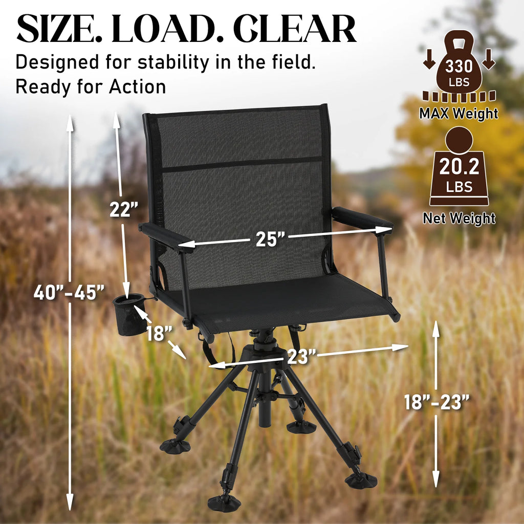 AECOJOY Lightweight Hunting Chair Without Cushion, Foldable & Rotating, Quiet Design for Deer Blind