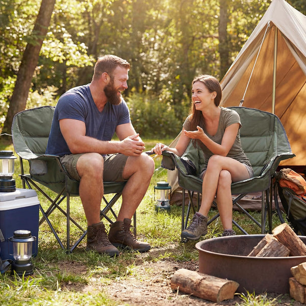 Tangkula Camping Chair | Portable Oversized Outdoor Folding Camp Chair with Padded Seat