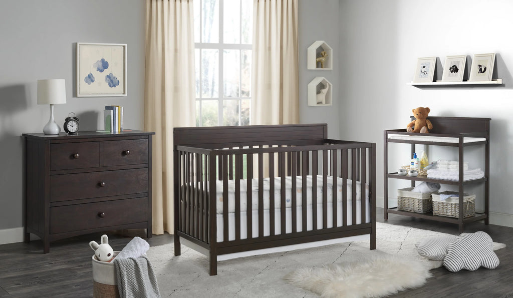 Oxford Baby Harper 4 - in - 1 Convertible Crib, Dove Gray, GREENGUARD Gold Certified, Wooden Crib