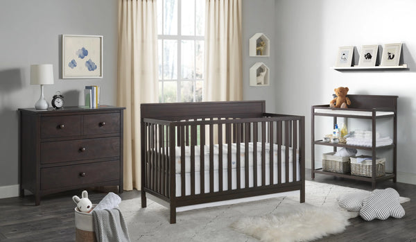 Oxford Baby Harper 4 - in - 1 Convertible Crib, Dove Gray, GREENGUARD Gold Certified, Wooden Crib