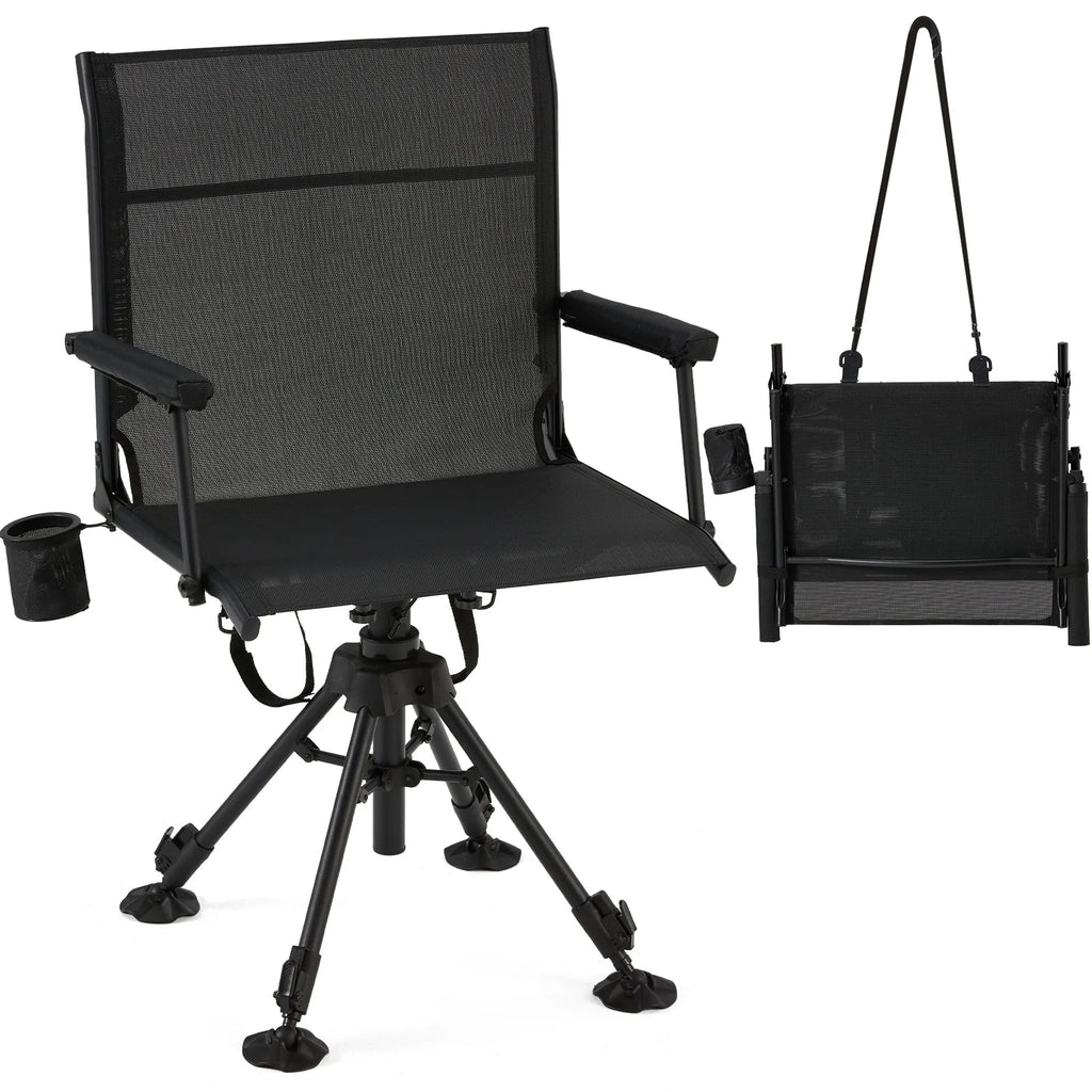 AECOJOY Lightweight Hunting Chair Without Cushion, Foldable & Rotating, Quiet Design for Deer Blind