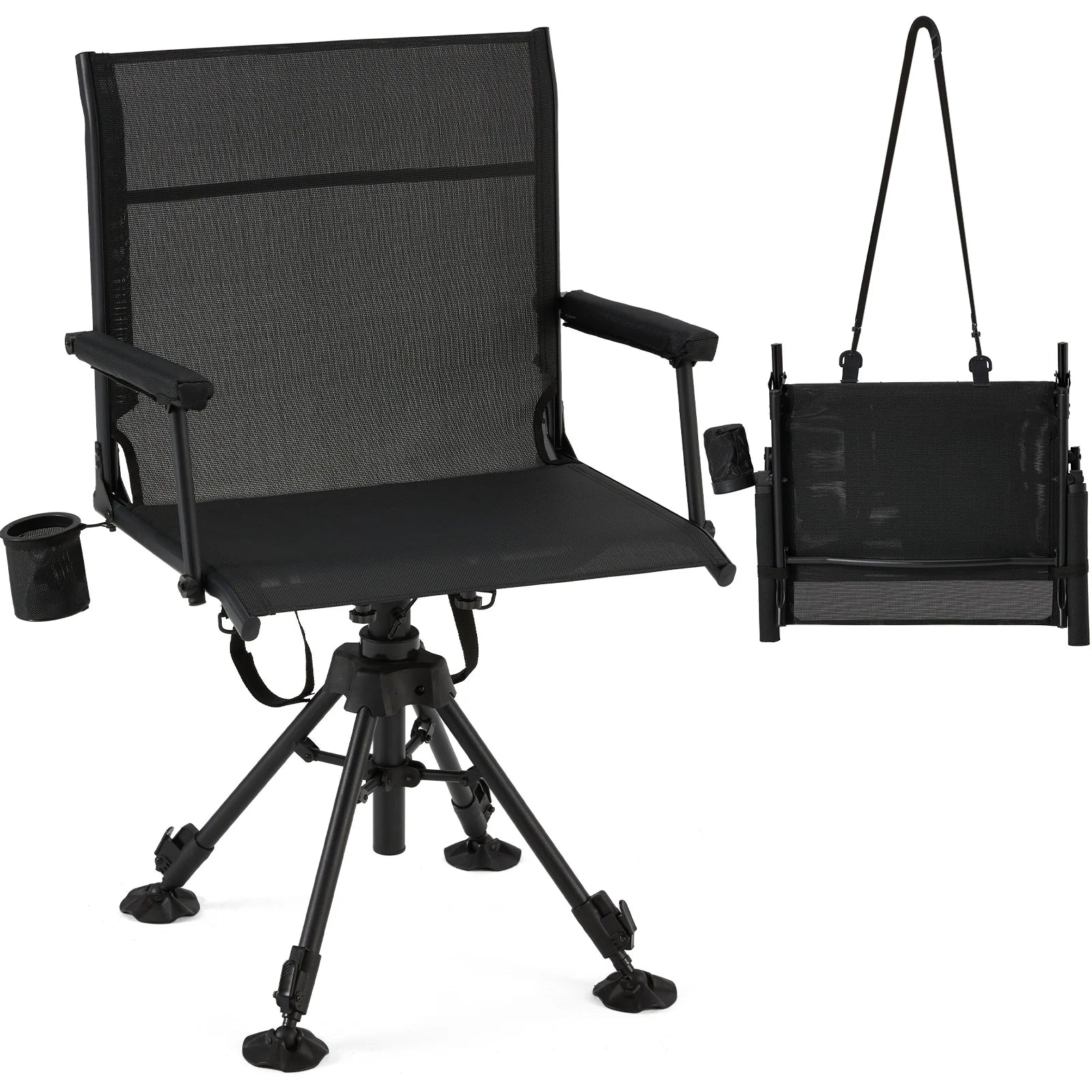 AECOJOY Lightweight Hunting Chair Without Cushion, Foldable & Rotating, Quiet Design for Deer Blind