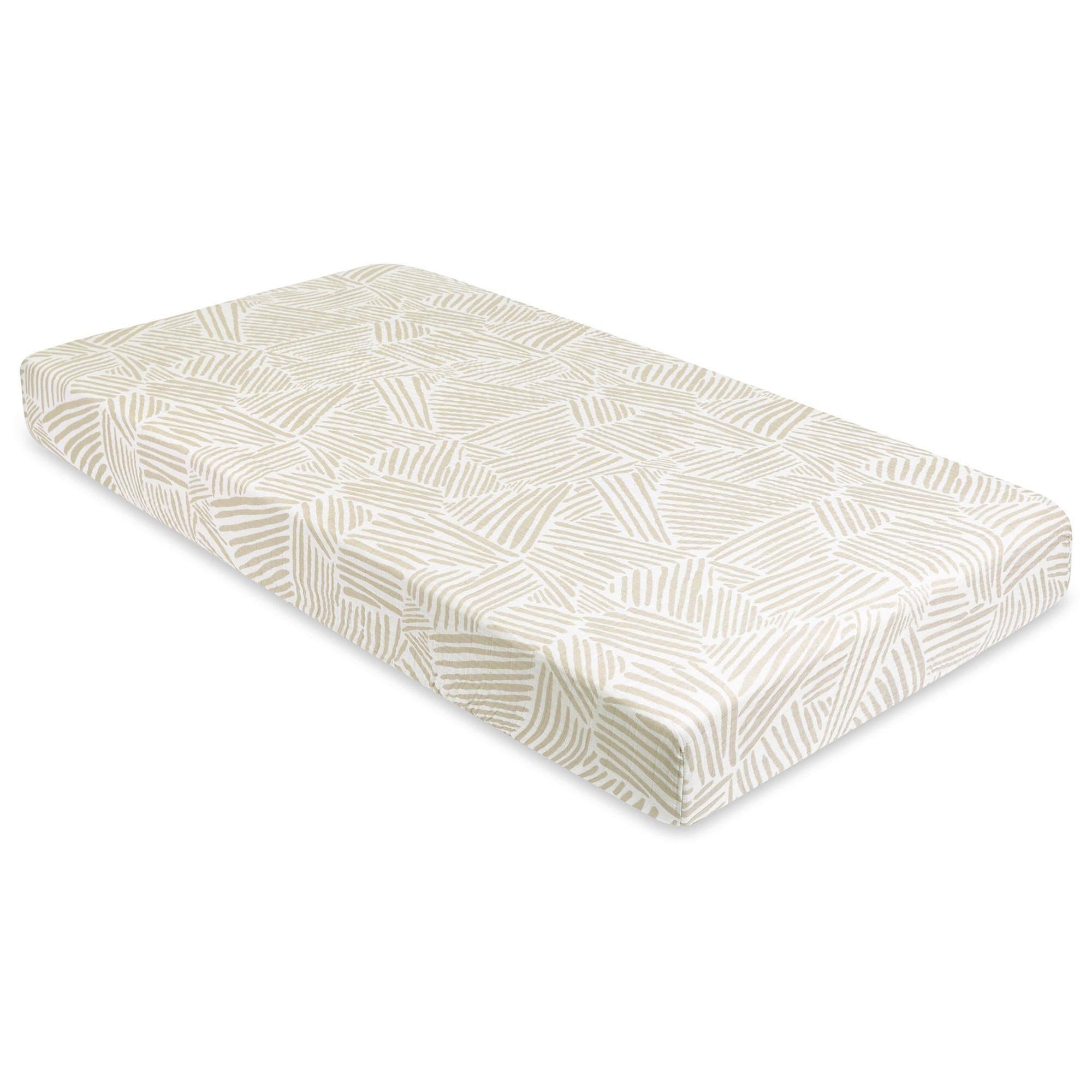 Babyletto Crib Sheet in GOTS Certified Organic Muslin Cotton - Oat Stripe Main image