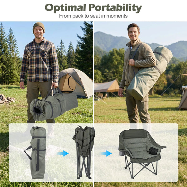 Tangkula Camping Chair | Portable Oversized Outdoor Folding Camp Chair with Padded Seat