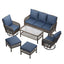 AECOJOY 7-Seat Patio Furniture Set, 6-Piece Wicker Conversation Set with Swivel Rocking Chairs & Ottoman
