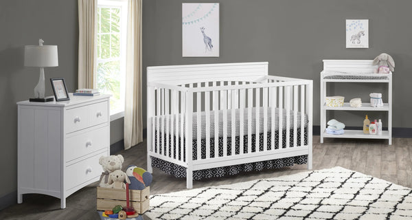 Oxford Baby Harper 4 - in - 1 Convertible Crib, Dove Gray, GREENGUARD Gold Certified, Wooden Crib