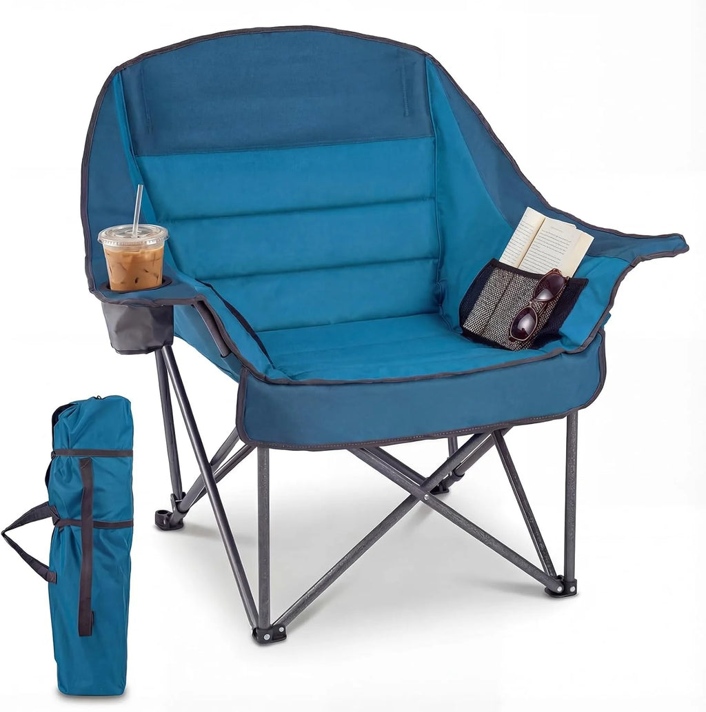 Tangkula Camping Chair | Portable Oversized Outdoor Folding Camp Chair with Padded Seat