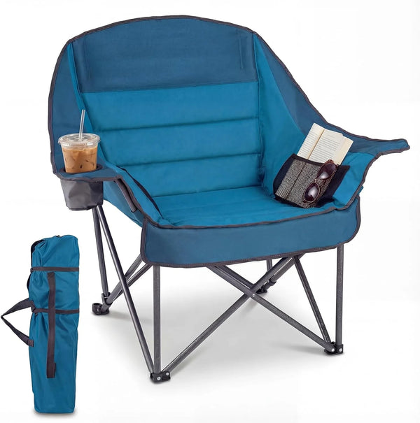 Tangkula Camping Chair | Portable Oversized Outdoor Folding Camp Chair with Padded Seat