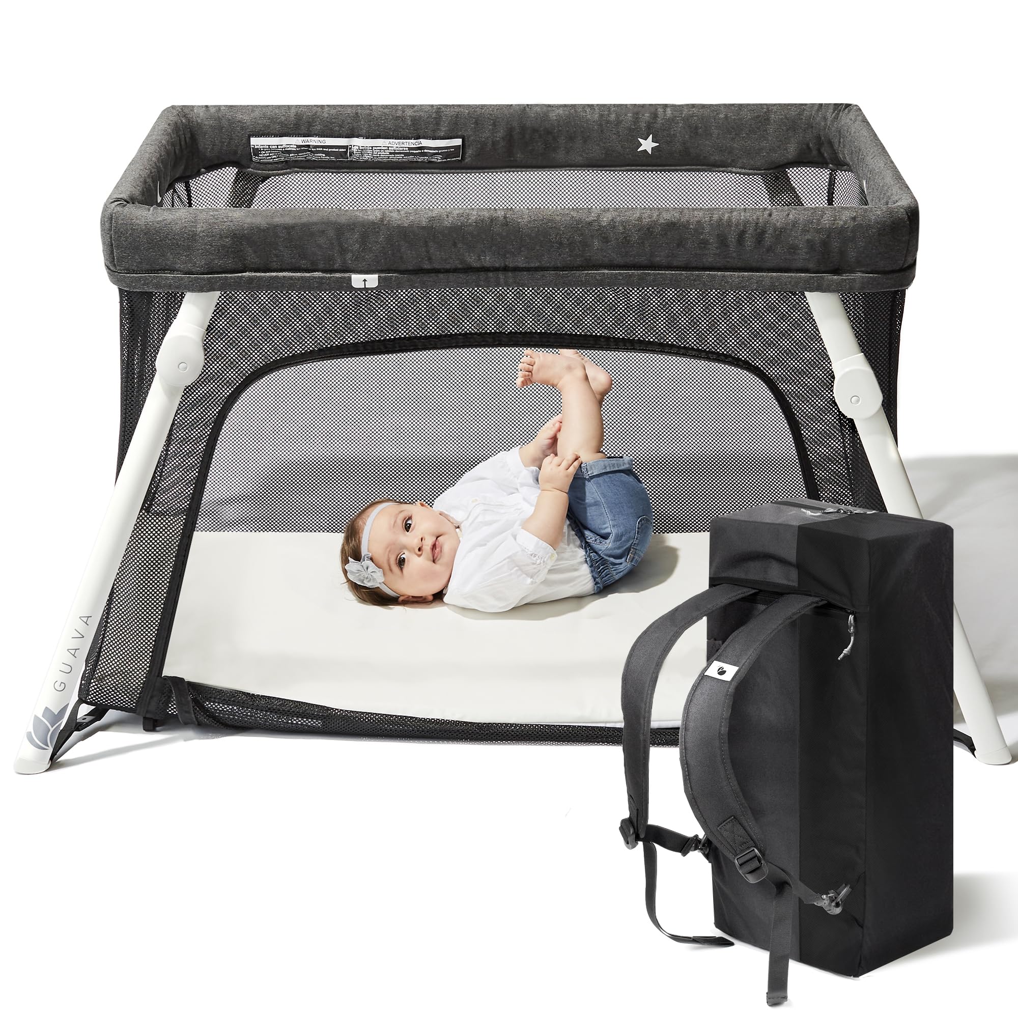 Guava Lotus Travel Crib with Comfy Mattress for Babies & Toddlers