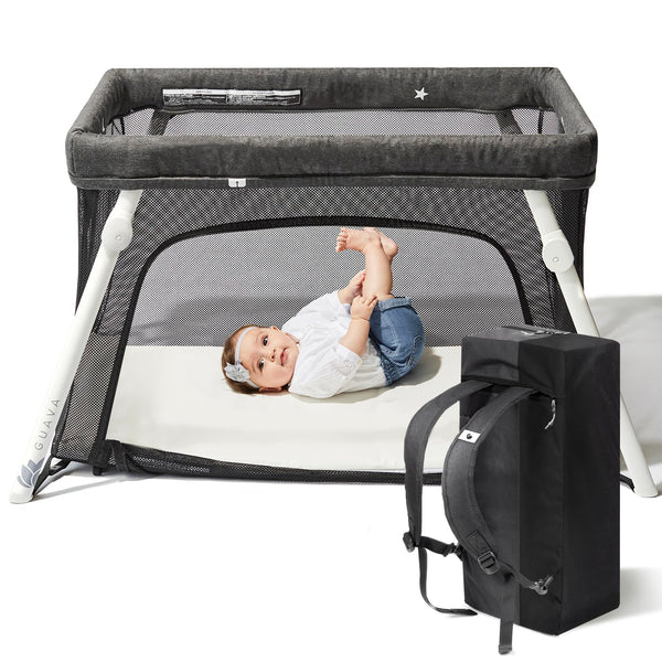 Guava Lotus Travel Crib with Comfy Mattress for Babies & Toddlers