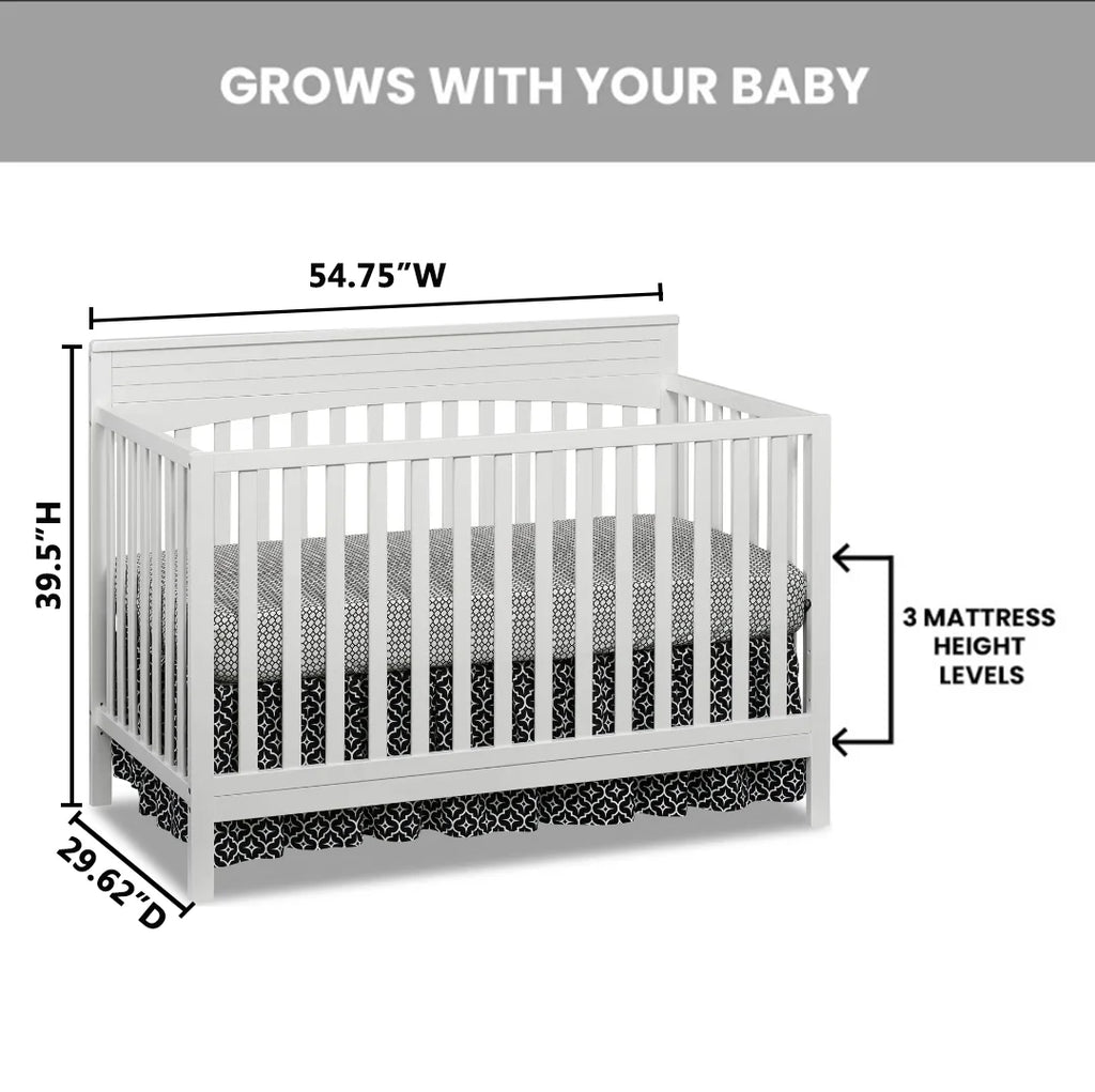 Oxford Baby Harper 4 - in - 1 Convertible Crib, Dove Gray, GREENGUARD Gold Certified, Wooden Crib