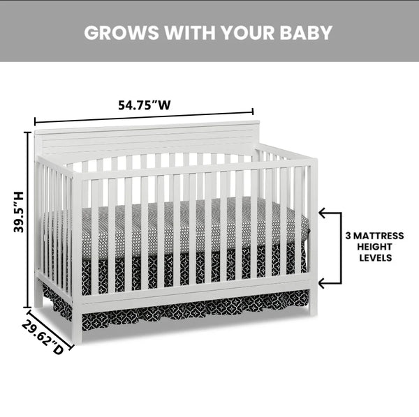Oxford Baby Harper 4 - in - 1 Convertible Crib, Dove Gray, GREENGUARD Gold Certified, Wooden Crib