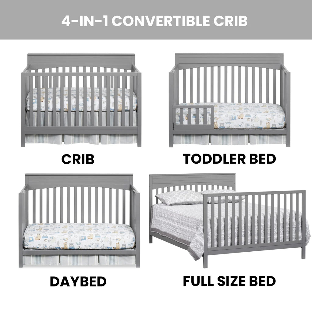Oxford Baby Harper 4 - in - 1 Convertible Crib, Dove Gray, GREENGUARD Gold Certified, Wooden Crib