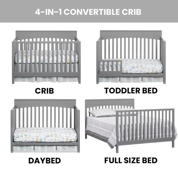 Oxford Baby Harper 4 - in - 1 Convertible Crib, Dove Gray, GREENGUARD Gold Certified, Wooden Crib