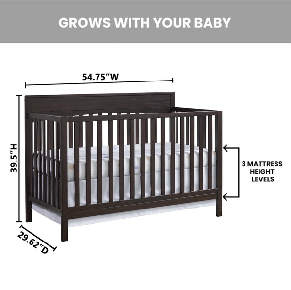 Oxford Baby Harper 4 - in - 1 Convertible Crib, Dove Gray, GREENGUARD Gold Certified, Wooden Crib