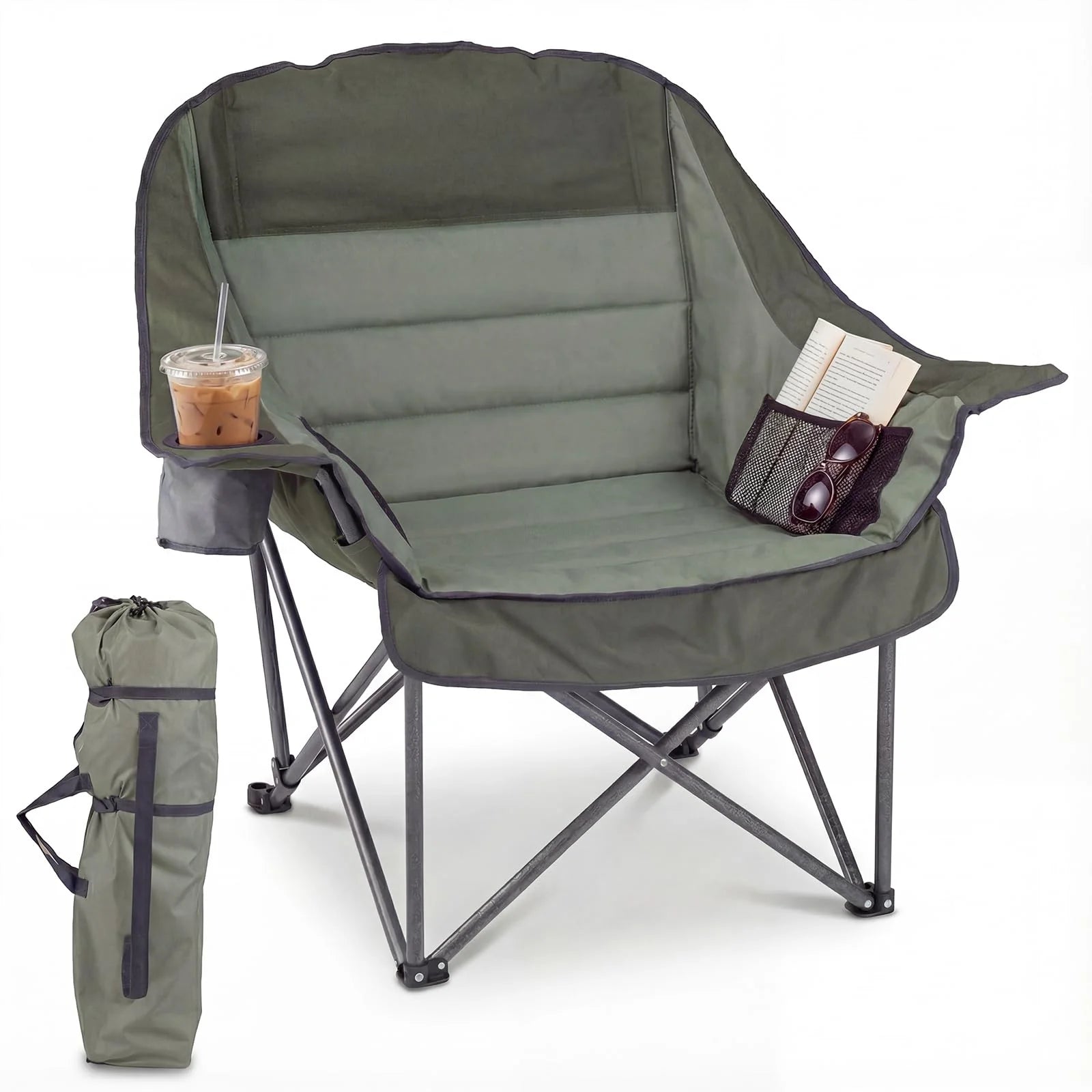 Tangkula Camping Chair | Portable Oversized Outdoor Folding Camp Chair with Padded Seat Main image