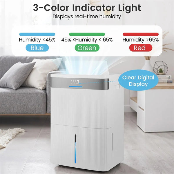 5500 Sq.Ft 96 Pint Dehumidifier for Basement, Portable Home Dehumidifier with Drain Hose, Auto Defrost, 24H Timer & Sleep Mode for Bathroom Bedroom