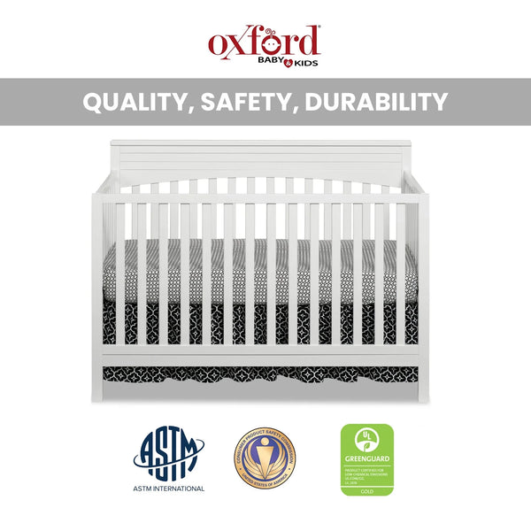 Oxford Baby Harper 4 - in - 1 Convertible Crib, Dove Gray, GREENGUARD Gold Certified, Wooden Crib