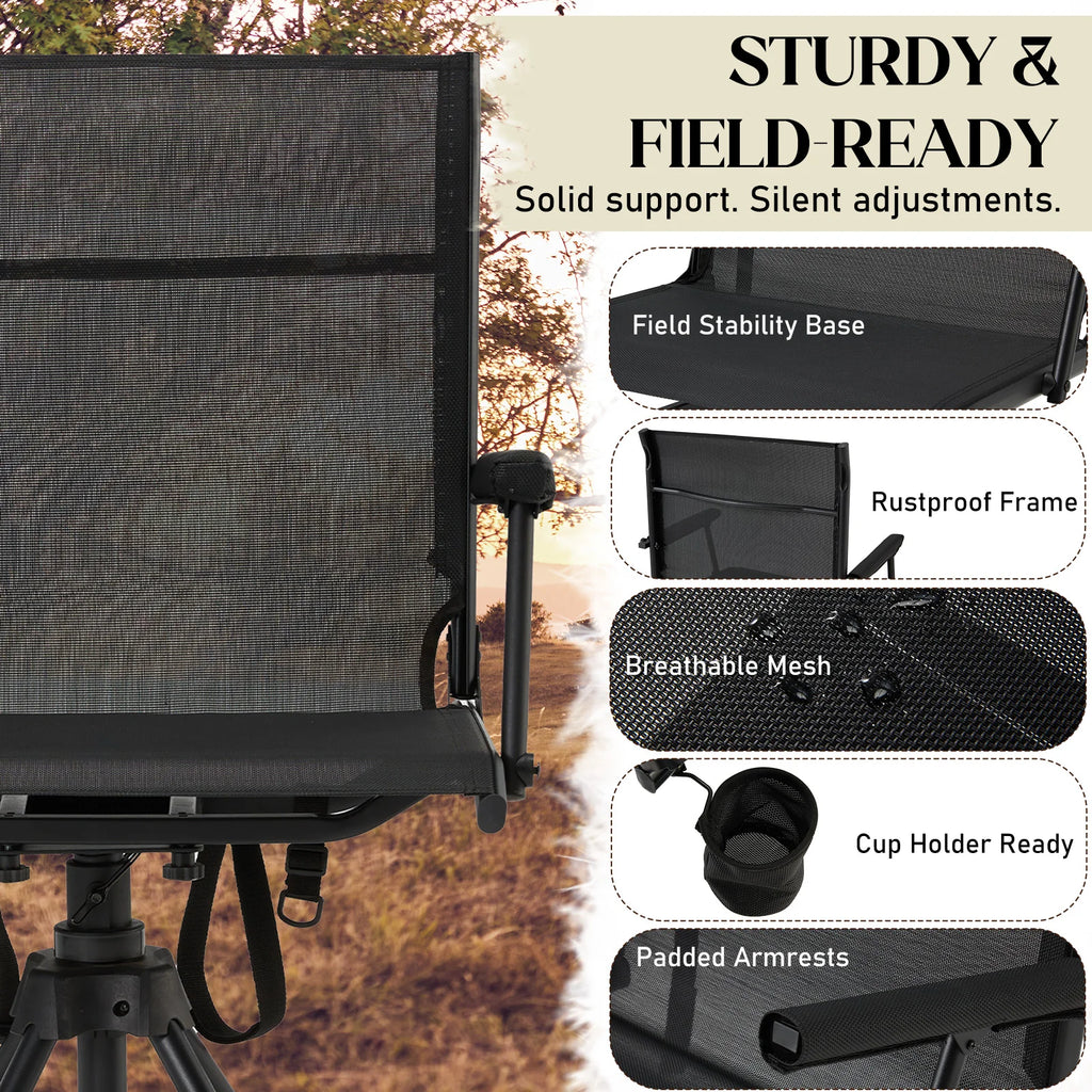 AECOJOY Lightweight Hunting Chair Without Cushion, Foldable & Rotating, Quiet Design for Deer Blind