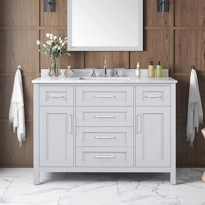 Riverdale 48 in. Single Sink Dove Gray Bath Vanity with White Engineered Marble Top (Assembled) Main image