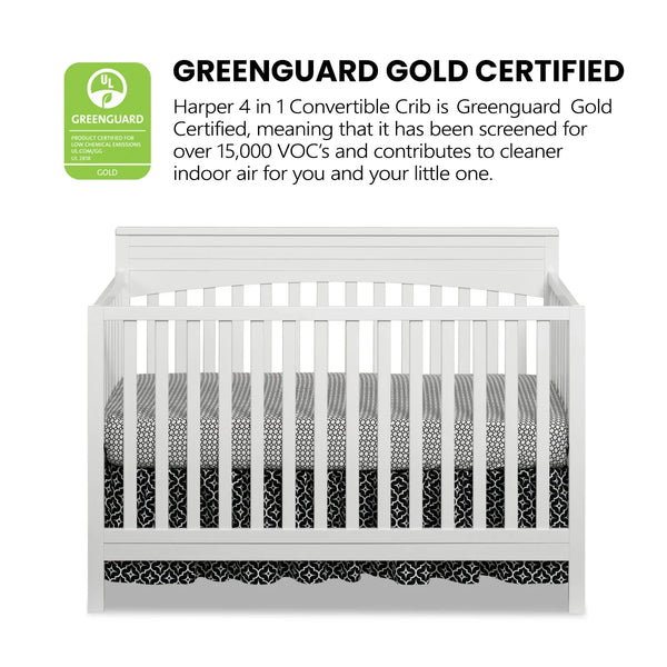 Oxford Baby Harper 4 - in - 1 Convertible Crib, Dove Gray, GREENGUARD Gold Certified, Wooden Crib
