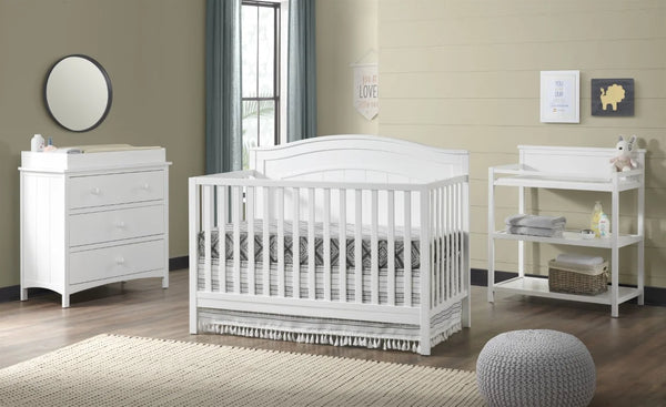 Oxford Baby North Bay 4 - in - 1 Convertible Crib, Snow White, GREENGUARD Gold Certified, Wooden Crib