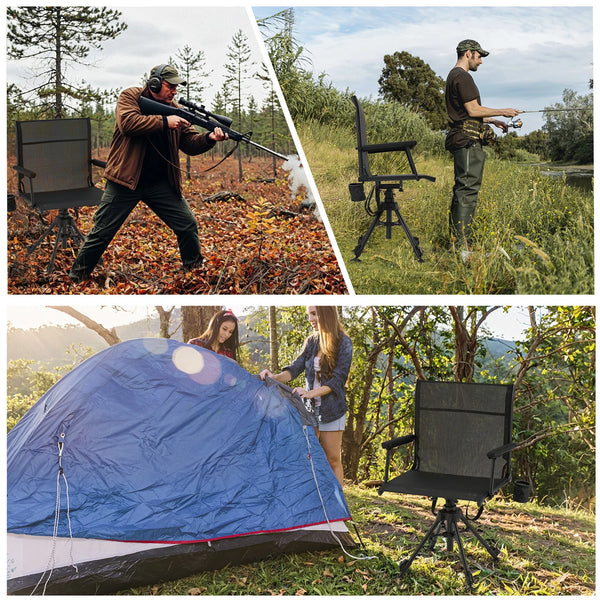 AECOJOY Lightweight Hunting Chair Without Cushion, Foldable & Rotating, Quiet Design for Deer Blind