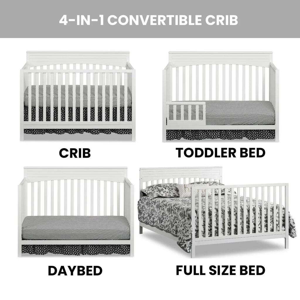 Oxford Baby Harper 4 - in - 1 Convertible Crib, Dove Gray, GREENGUARD Gold Certified, Wooden Crib