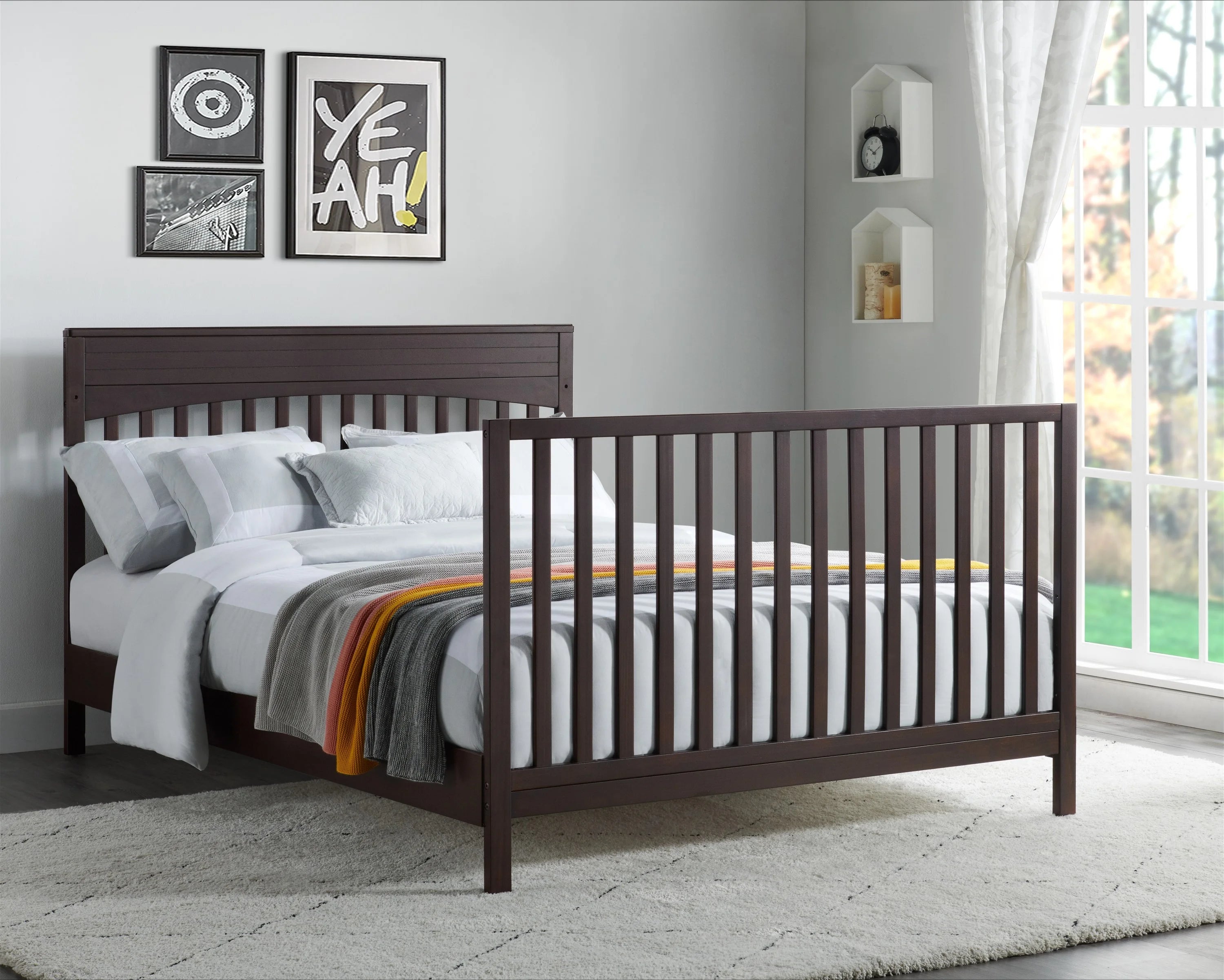 Oxford Baby Harper 4 - in - 1 Convertible Crib, Dove Gray, GREENGUARD Gold Certified, Wooden Crib
