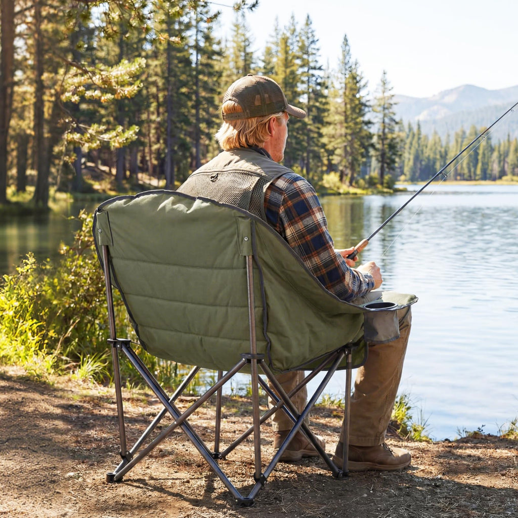 Tangkula Camping Chair | Portable Oversized Outdoor Folding Camp Chair with Padded Seat