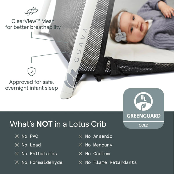 Guava Lotus Travel Crib with Comfy Mattress for Babies & Toddlers